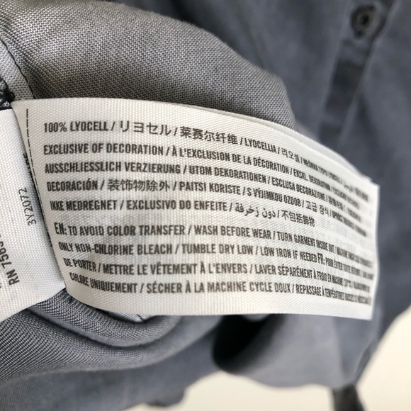 Hollister Chambray crop ruffle bell sleeve top XS oversized boxy - Picture 6 of 7